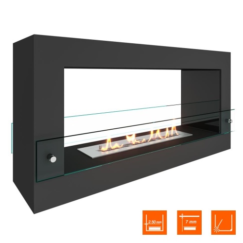 Биокамин SteelHeat WALL FRAME ONE 900 черный, стекло, стемалит SteelHeat
